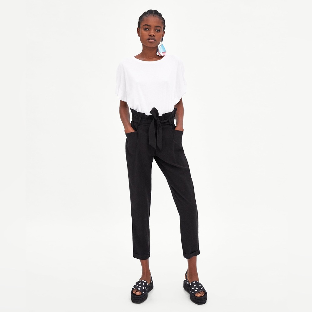 Zara TRF || Woman’s. Black Paper Bag Pants Sz xl